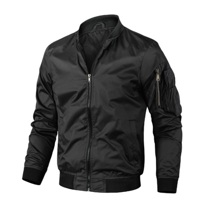 Herren Bomberjacke Warm Isoliert Schwarzes Leder