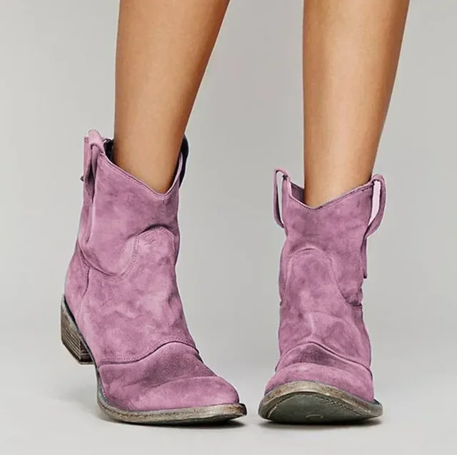 Damen Stiefeletten Cowboy Style Hochglanz