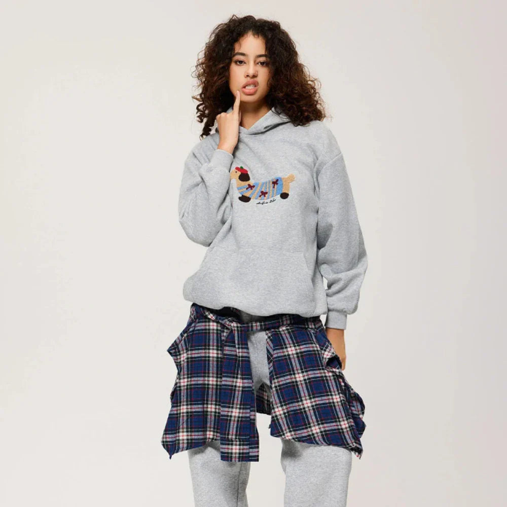 Unisex Hoodie Oversize Dackel Motiv Kängurutasche
