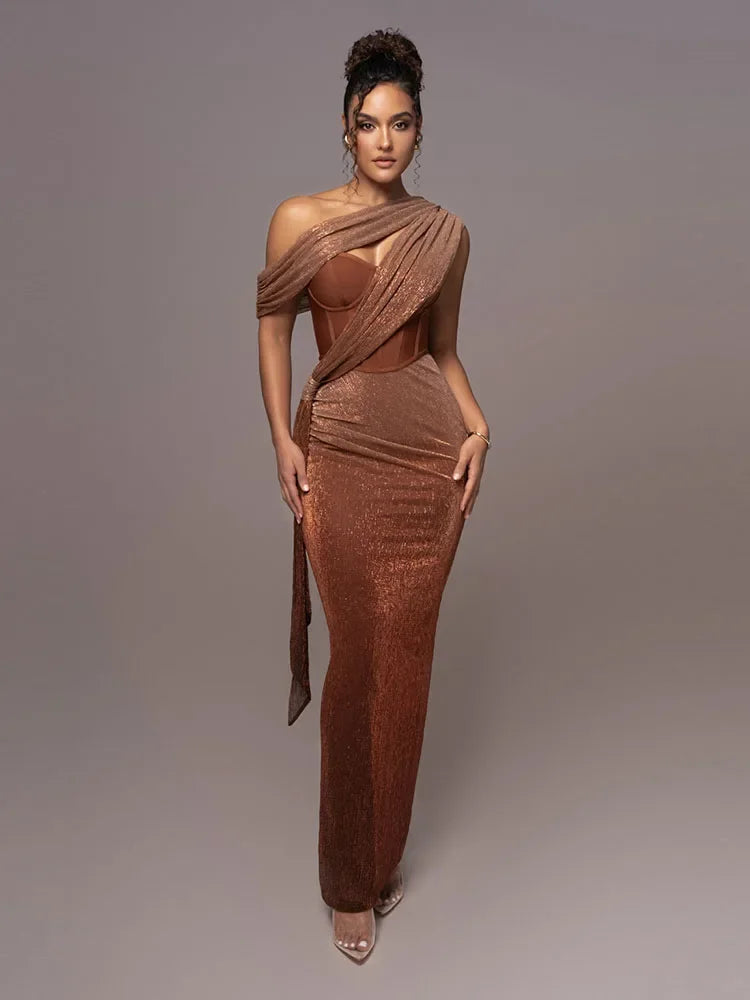 Damen Abendkleid Elegantes Ein-Schulter-Design - BerlinGlamour