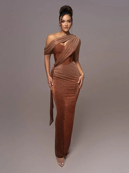 Damen Abendkleid Elegantes Ein-Schulter-Design - BerlinGlamour