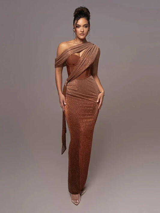 Damen Abendkleid Elegantes Ein-Schulter-Design - BerlinGlamour