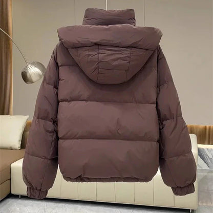Lange Frauen Winterjacke Puffer Warm