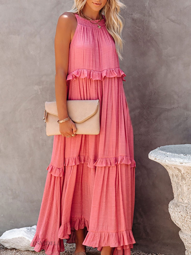 Sommerkleid Damen Modern Geschnürt Frühlingslook