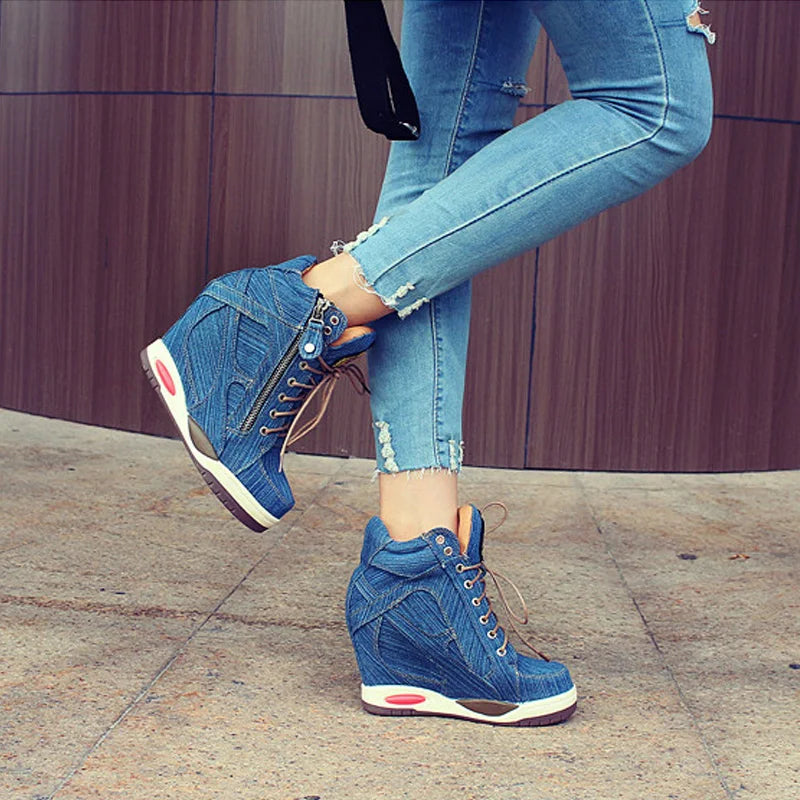 Damen Sneaker Keine Eile Wedges Hoch