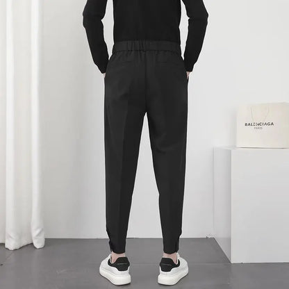 Herrenhose Bundfaltenhose Modern Slimfit Schwarz