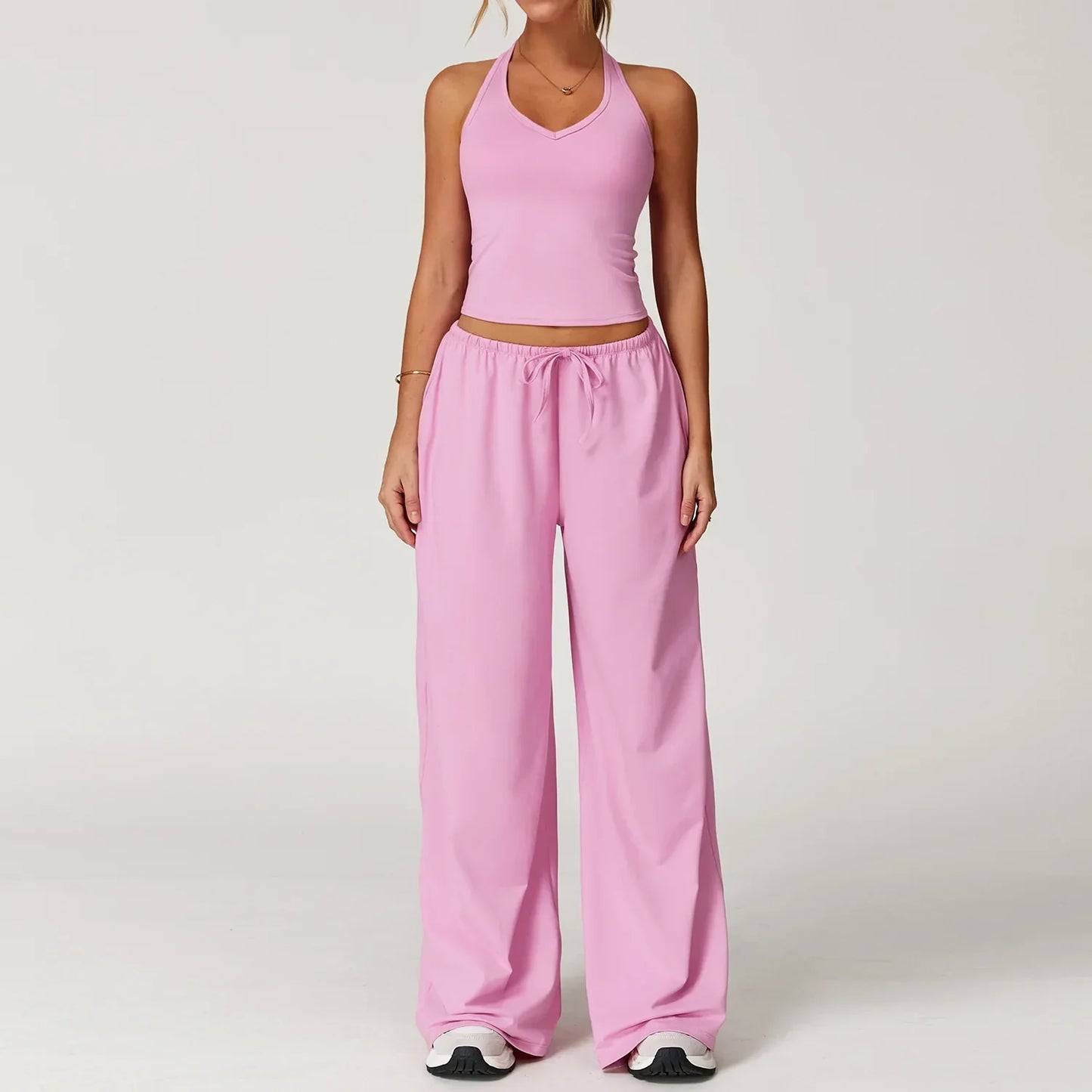 Damen Lounge Set Halter Top Crop Oberteil Bequem