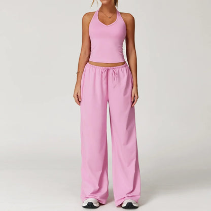 Damen Lounge Set Halter Top Crop Oberteil Bequem