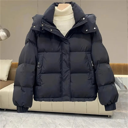 Lange Frauen Winterjacke Puffer Warm