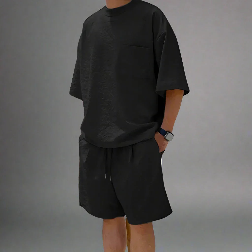 Herren Freizeit Set Modern Klassisch Schwarz