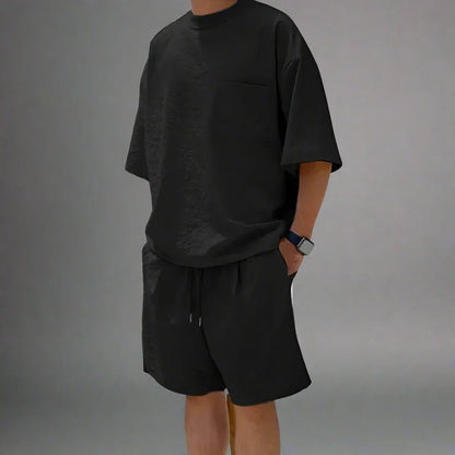 Herren Freizeit Set Modern Klassisch Schwarz
