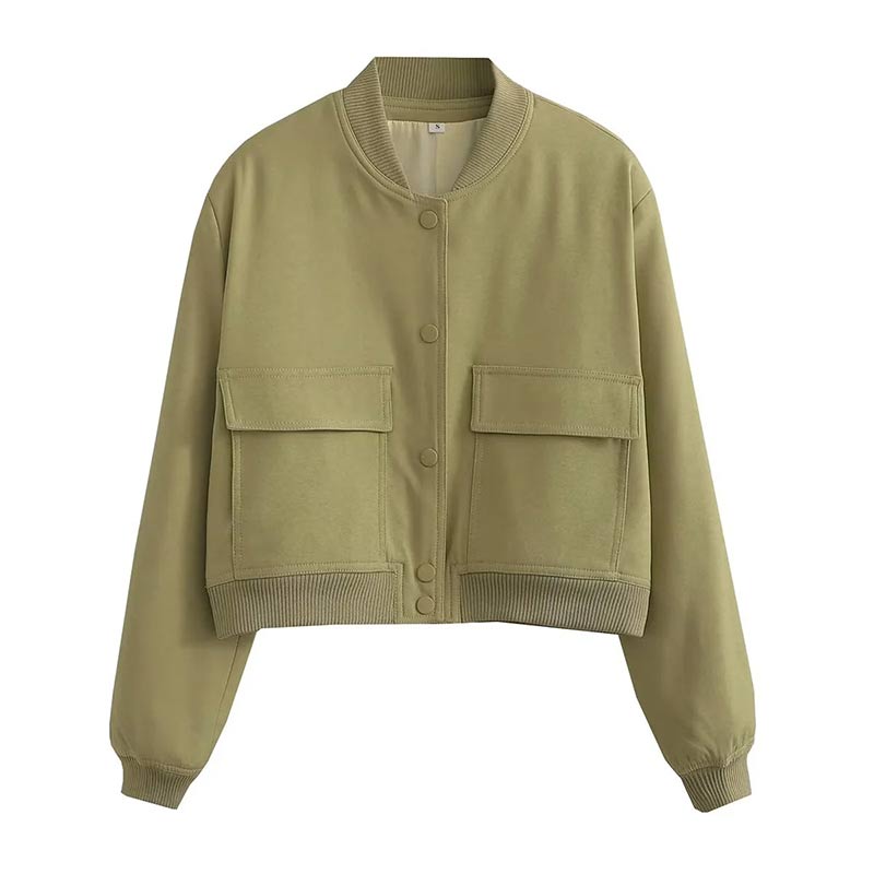 Damen Kurzjacke Streetwear Knopfleiste Modern
