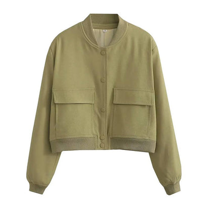 Damen Kurzjacke Streetwear Knopfleiste Modern