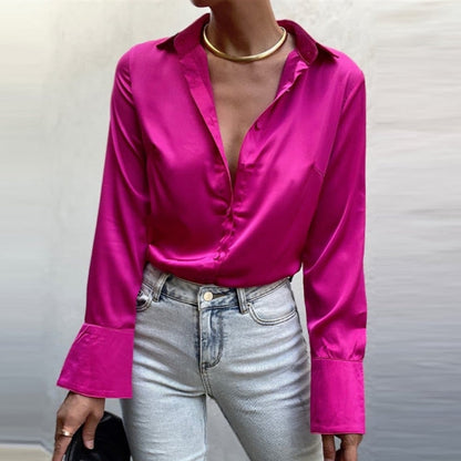 Elegante Satin Bluse Damen Modern