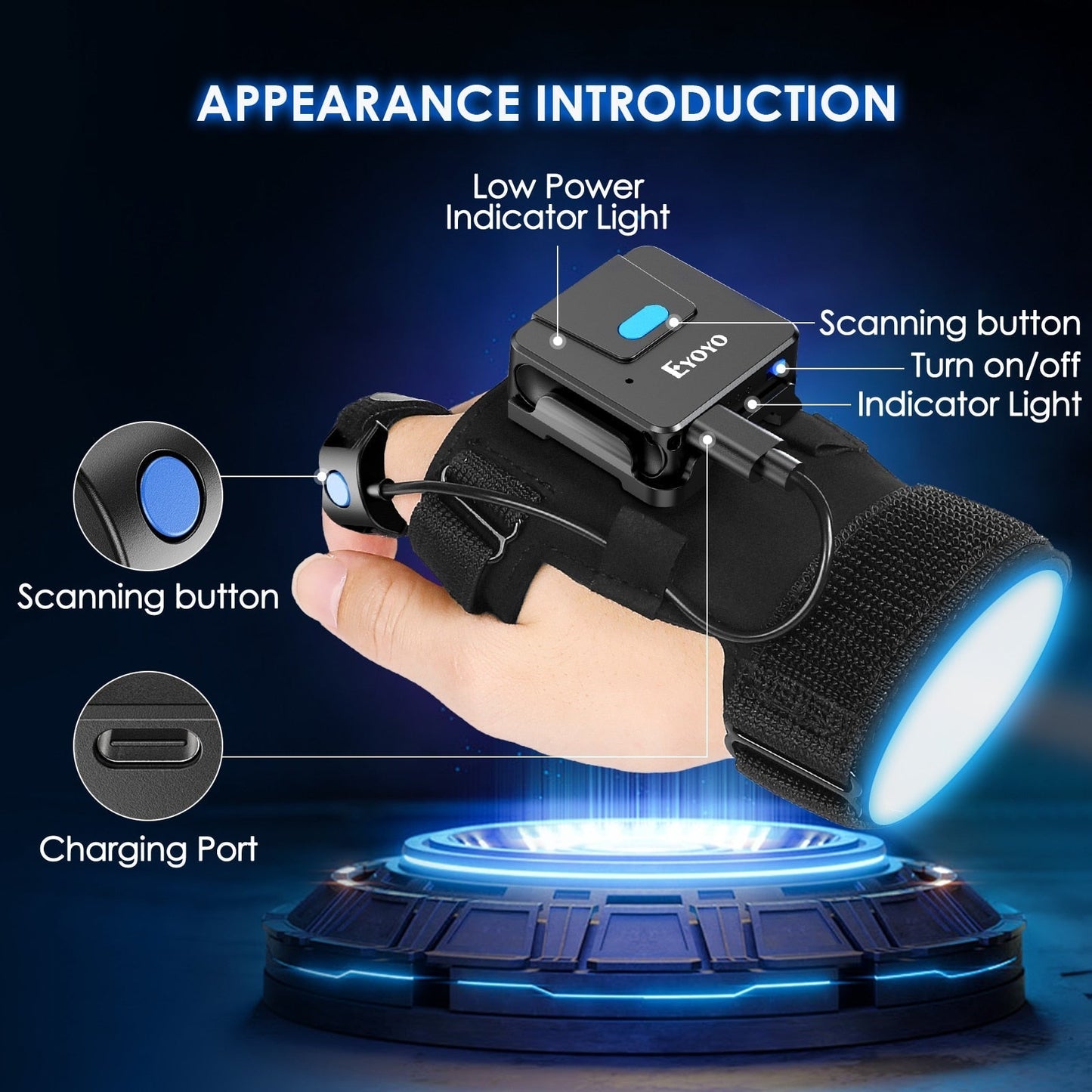 Bluetooth Barcode Handschuh Scanner Funktionshandschuh