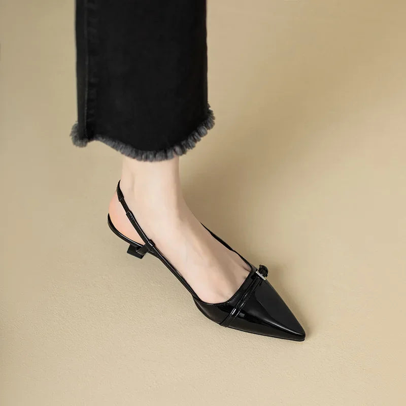 Lackleder Sandalen Mit Mittlerem Absatz Schuhe Damen