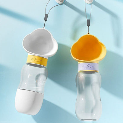 Tragbare Wasserflasche Futterspender 2in1 Hunde Katzen