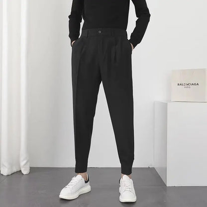 Herrenhose Bundfaltenhose Modern Slimfit Schwarz