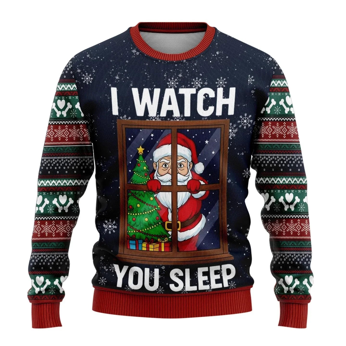 Weihnachtspullover Herren Schneemann Motiv Rot