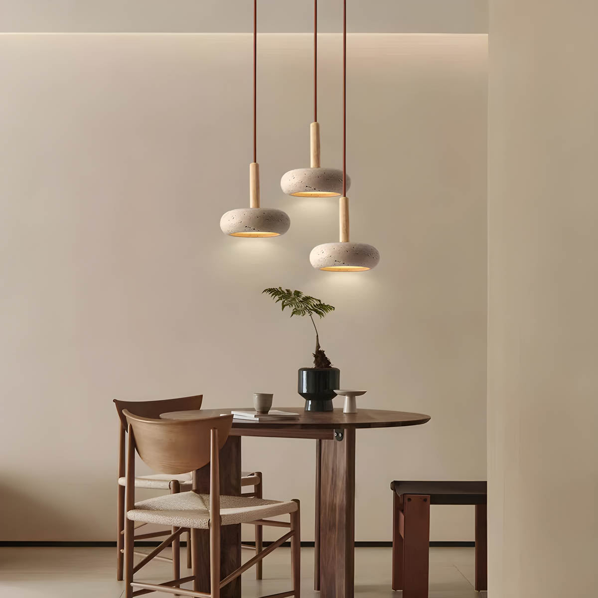 Moderne Travertin Deckenleuchte LED Pendellampe Natürlich
