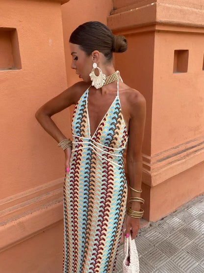 Sommerkleid Ärmellos V-Ausschnitt Damenkleid Modern