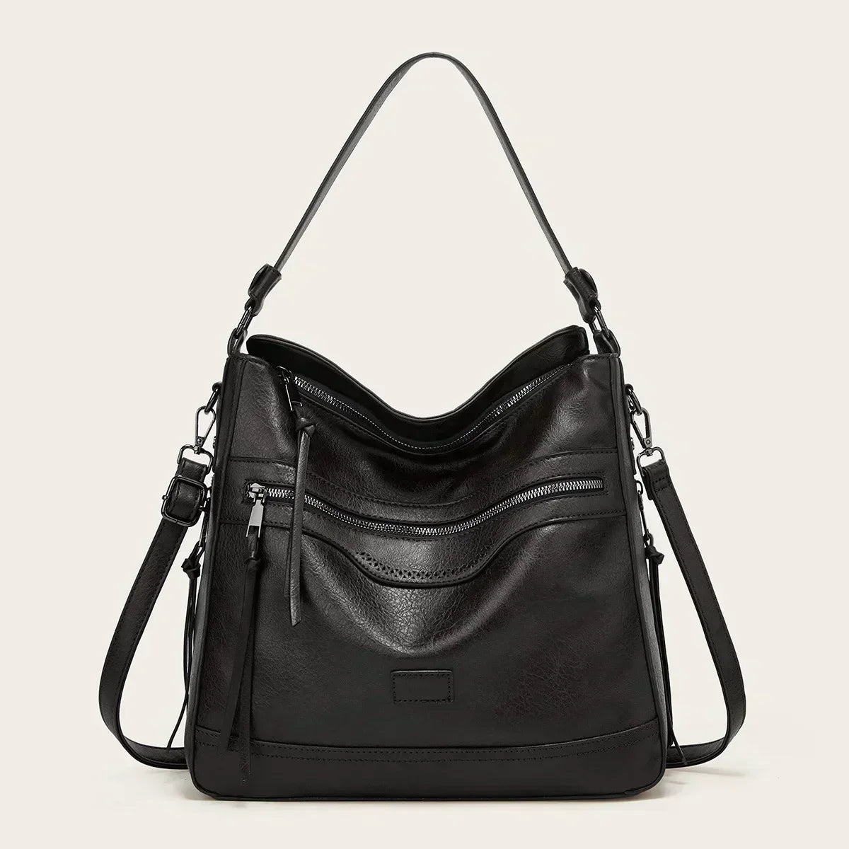 Leder Umhängetasche Elegante Damenhandtasche Schwarz