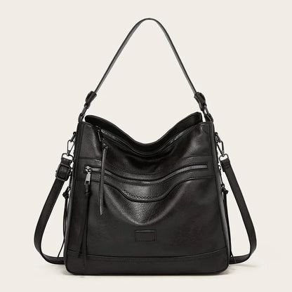 Leder Umhängetasche Elegante Damenhandtasche Schwarz