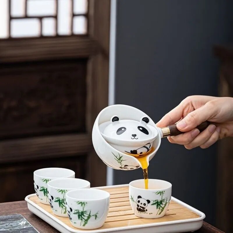 Rotierendes Teeset Panda Marmor Modern