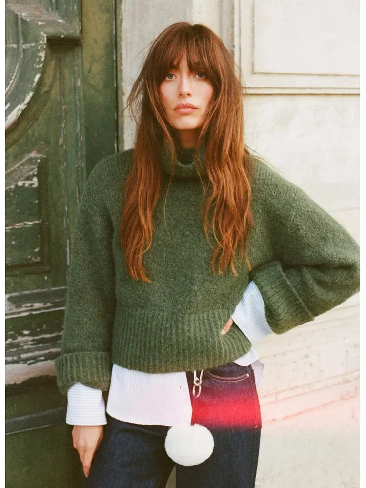 Strickpullover Damen Rollkragen Cropped Fit - BerlinGlamour