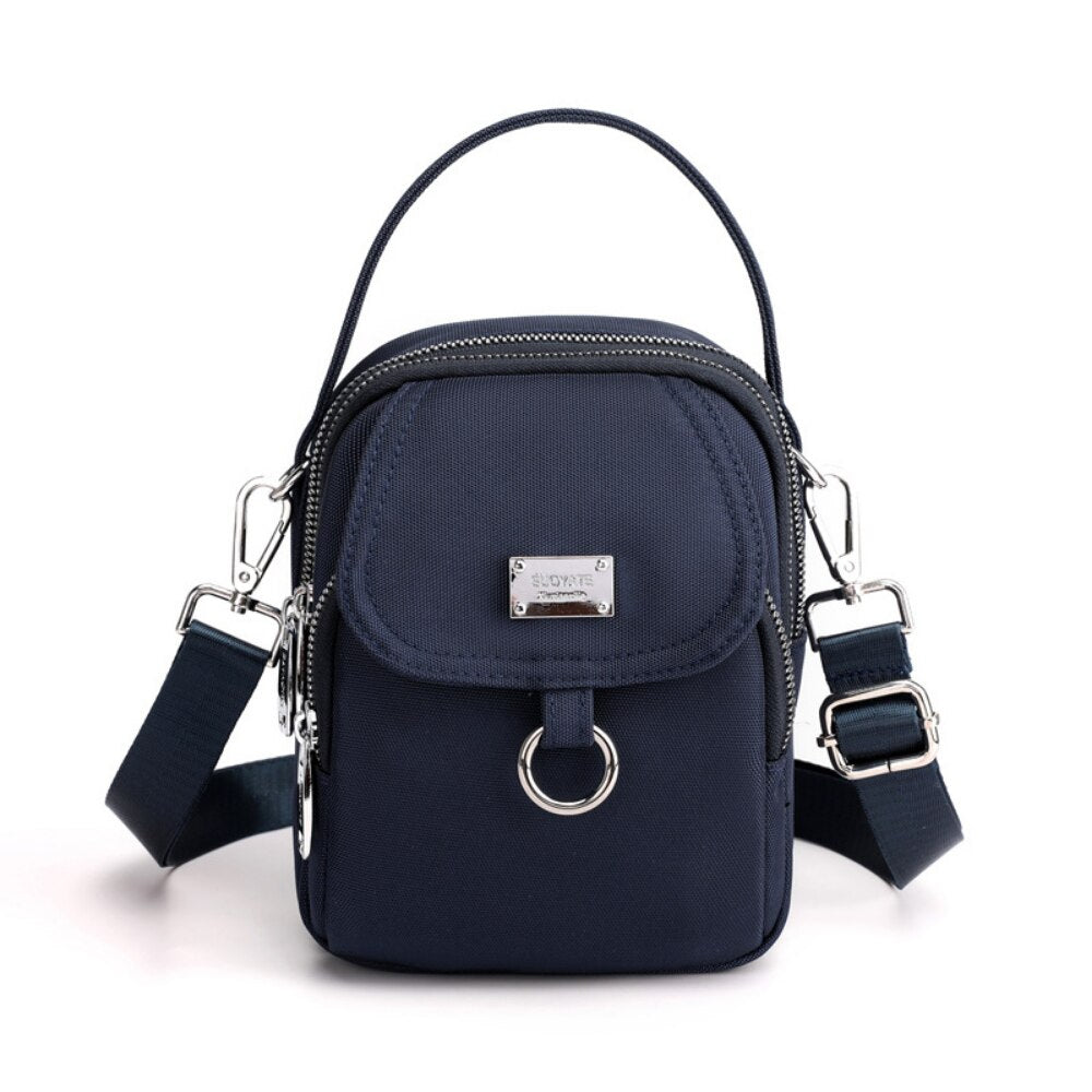 Leder Umhängetasche Damen Modern Chic Schwarz