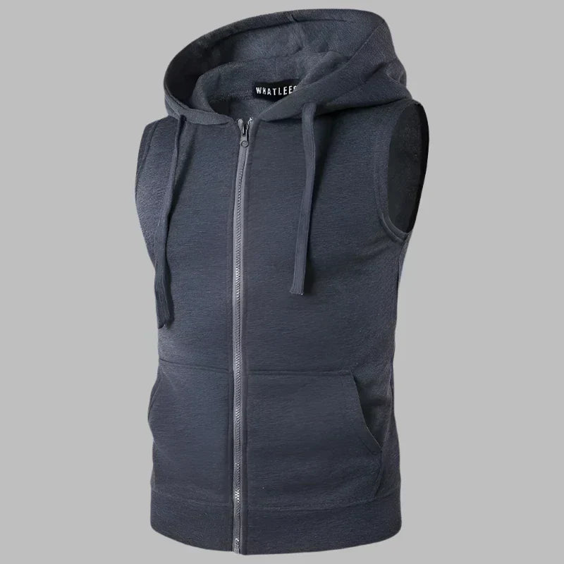Herren Pullover Kapuzenpullover Ärmellos mit Reißverschluss
