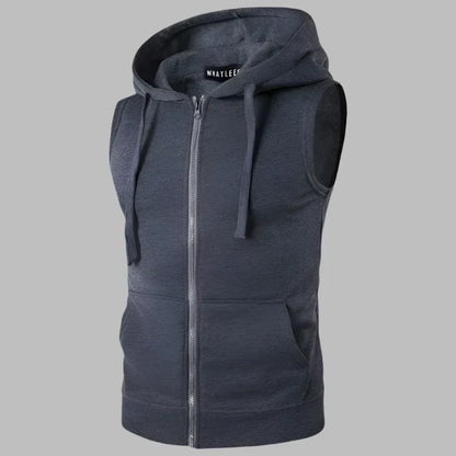 Herren Pullover Kapuzenpullover Ärmellos mit Reißverschluss