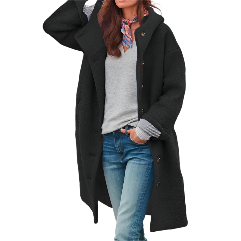 Damen Winterjacke Warm Kapuze Schwarz