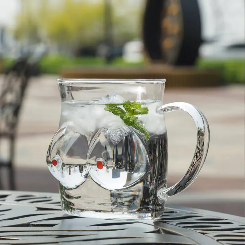 Lustige Tasse Doppelwandig Glas Form Chesty Design