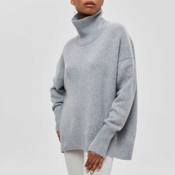 Damen Winterpullover Übergroß Hoher Kragen Warm