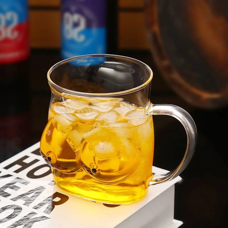 Lustige Tasse Doppelwandig Glas Form Chesty Design