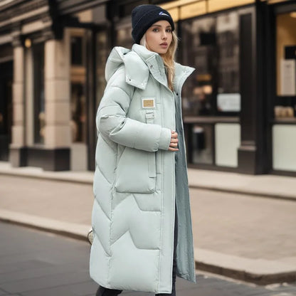 Lethara: Warme, trendige Winterjacke in langer Länge