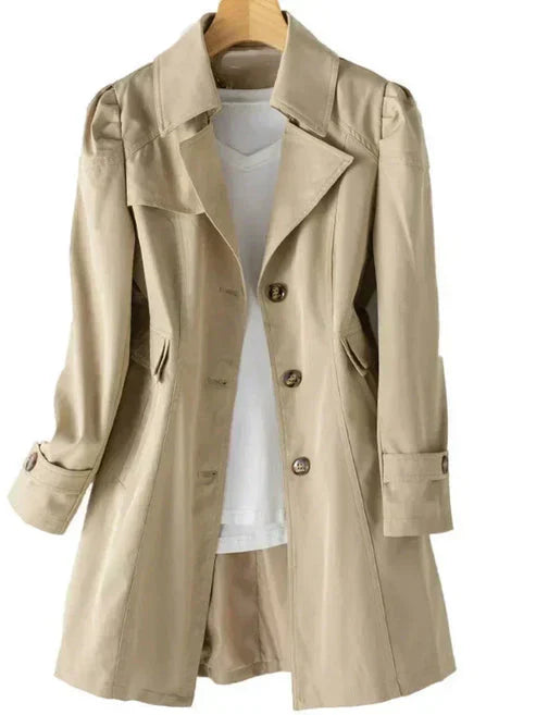 Stylischer Damen Trenchcoat Lang Schwarz - BerlinGlamour