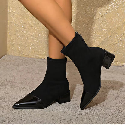 Damen Winter Stiefel Mit Blockabsatz Schwarz