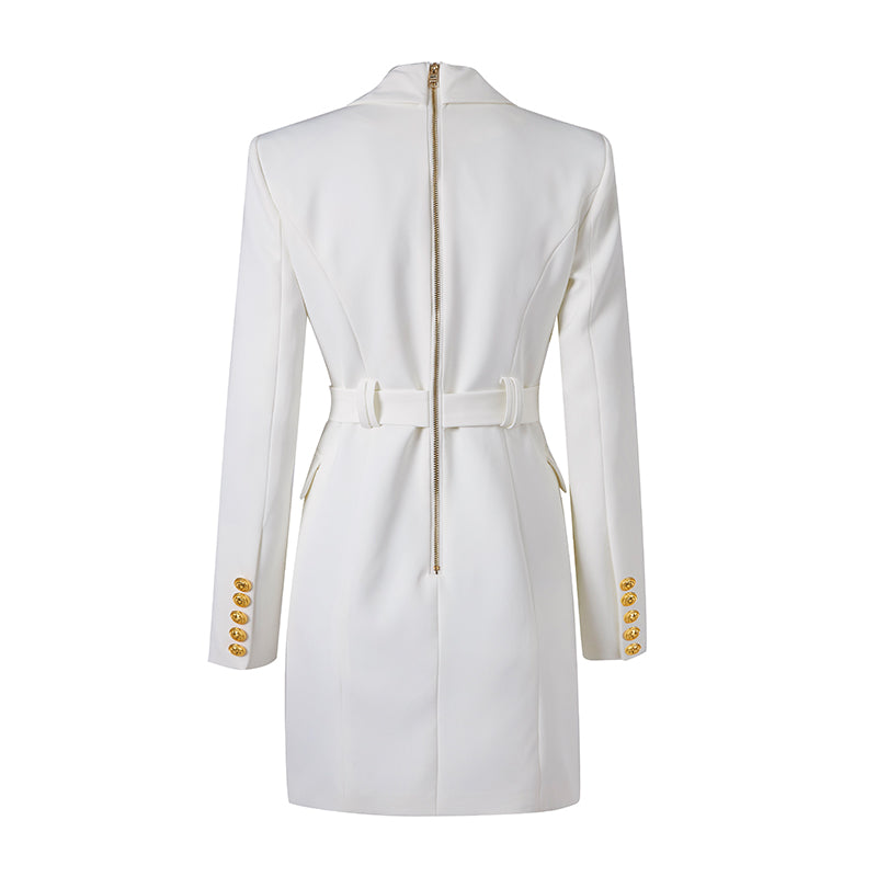 Elegantes Blazerkleid mit Taillengürtel und Knopfverzierung Damen