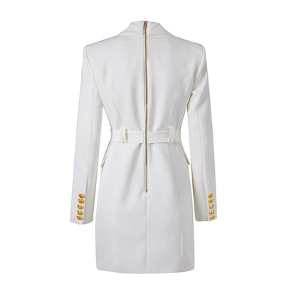 Elegantes Blazerkleid mit Taillengürtel und Knopfverzierung Damen