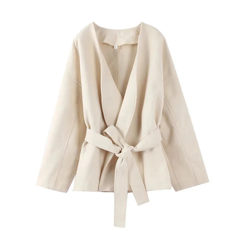 Elegante Damenjacke Gürtel Herbst Winter Modell