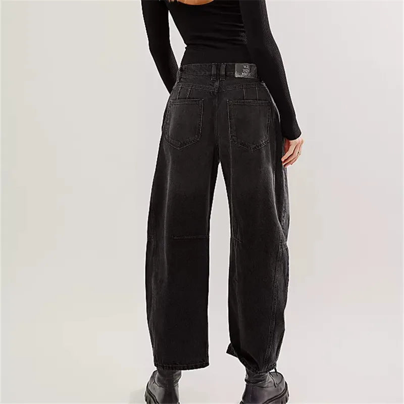 Damen Jeans Bequem Elastisch Baggy Stil