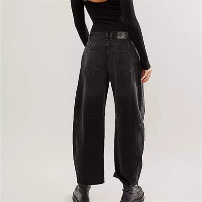 Damen Jeans Bequem Elastisch Baggy Stil