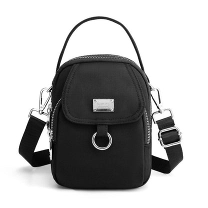 Leder Umhängetasche Damen Modern Chic Schwarz