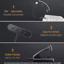 LED Leselampe Dimmbar USB Wiederaufladbar Flexiarm