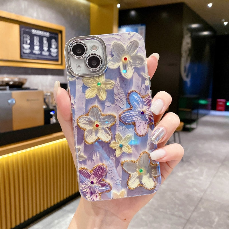 Blumen iPhone Hülle Weich Schutzcover Rosa