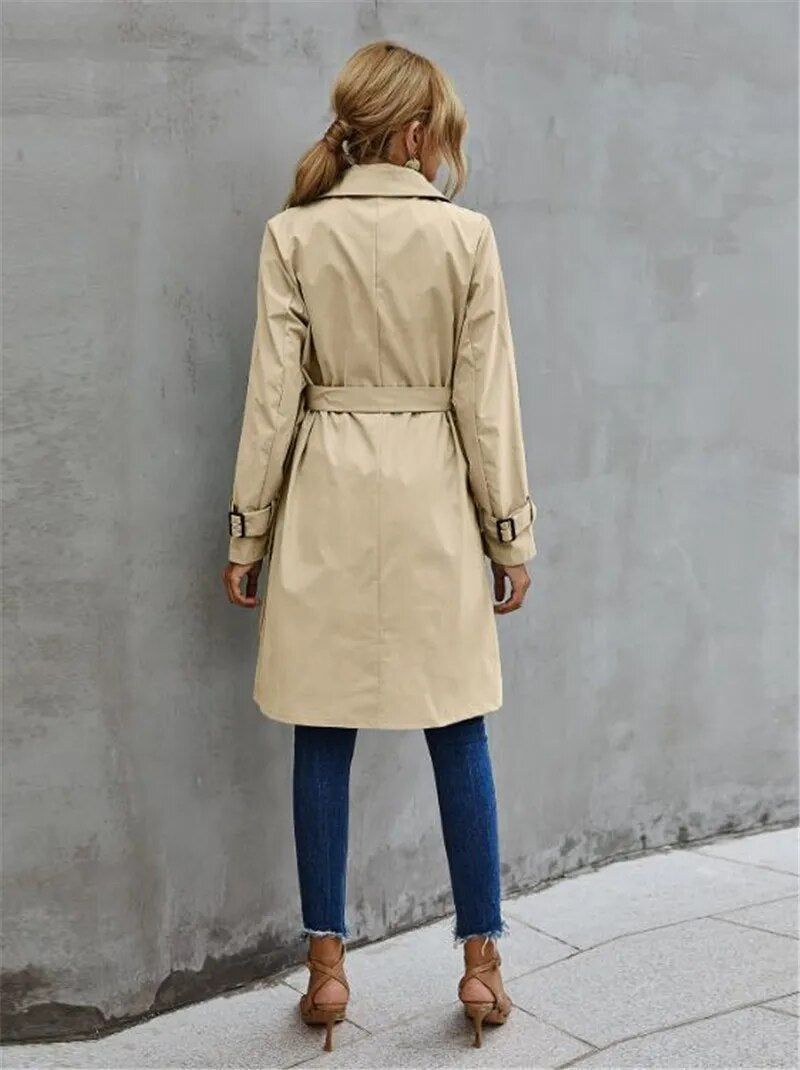 Schmale Damen Trenchcoat Stilvoll Wasserfest
