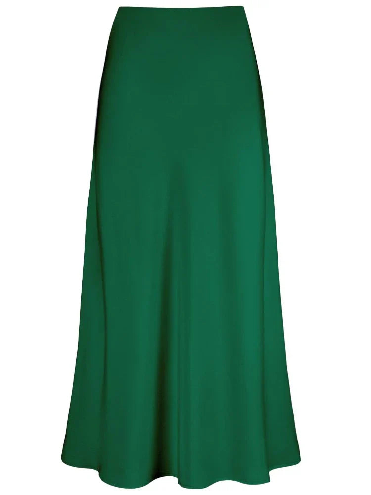 Elegante Damen Maxi Röcke Schwarz Seide Sommer