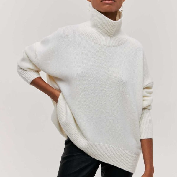 Damen Winterpullover Übergroß Hoher Kragen Warm